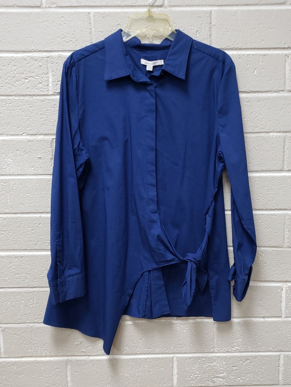 Chico's Royal Blue Tie-Front Button Shirt
